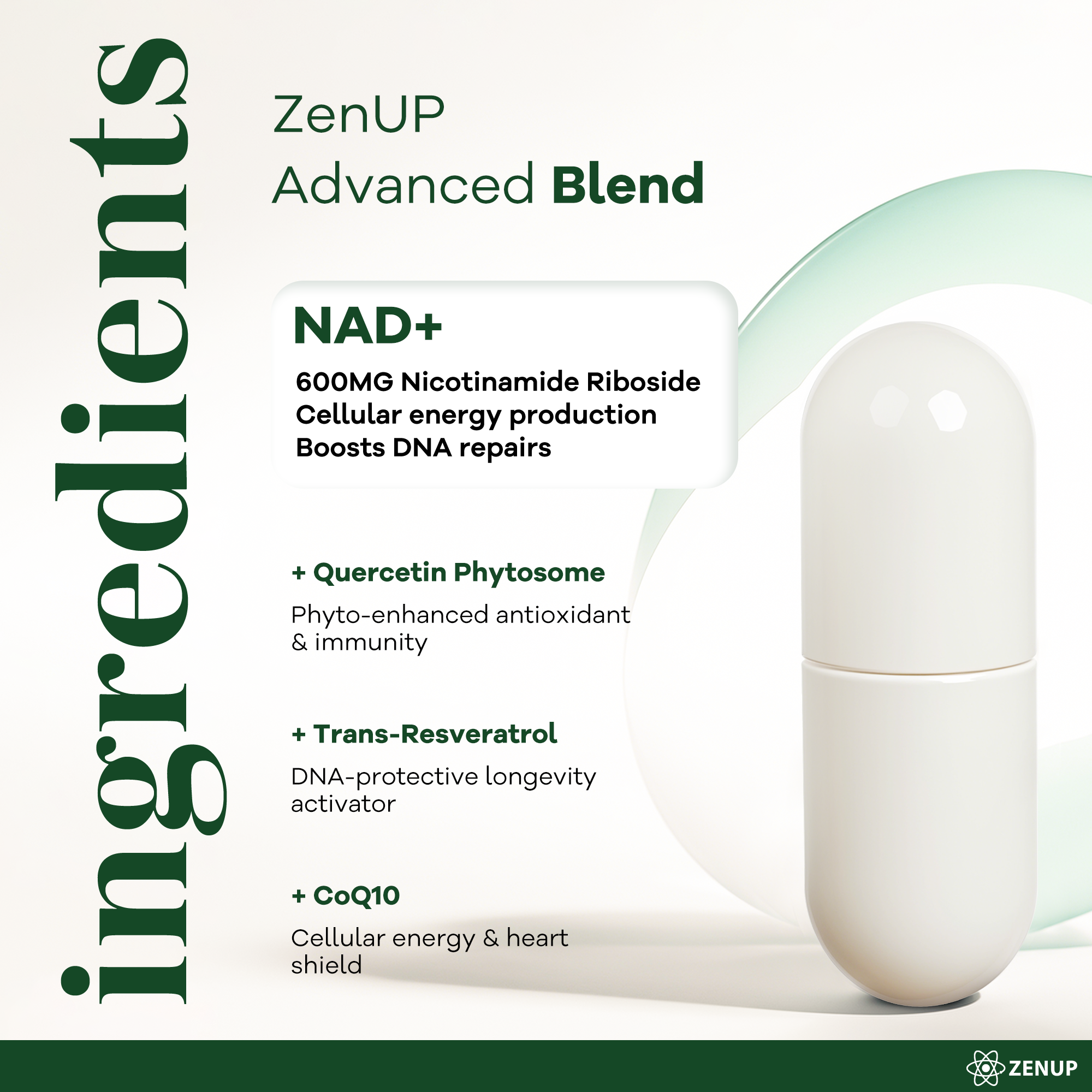 Nicotinamide Riboside supplement bottle with CoQ10 and Resveratrol thumbnail 3