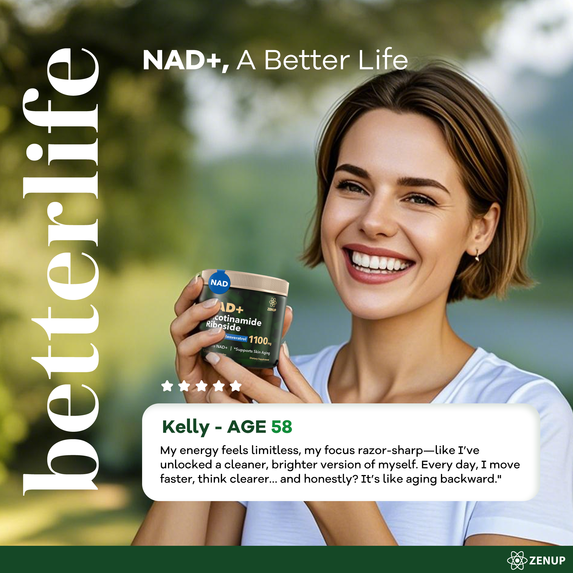 Nicotinamide Riboside supplement bottle with CoQ10 and Resveratrol thumbnail 6