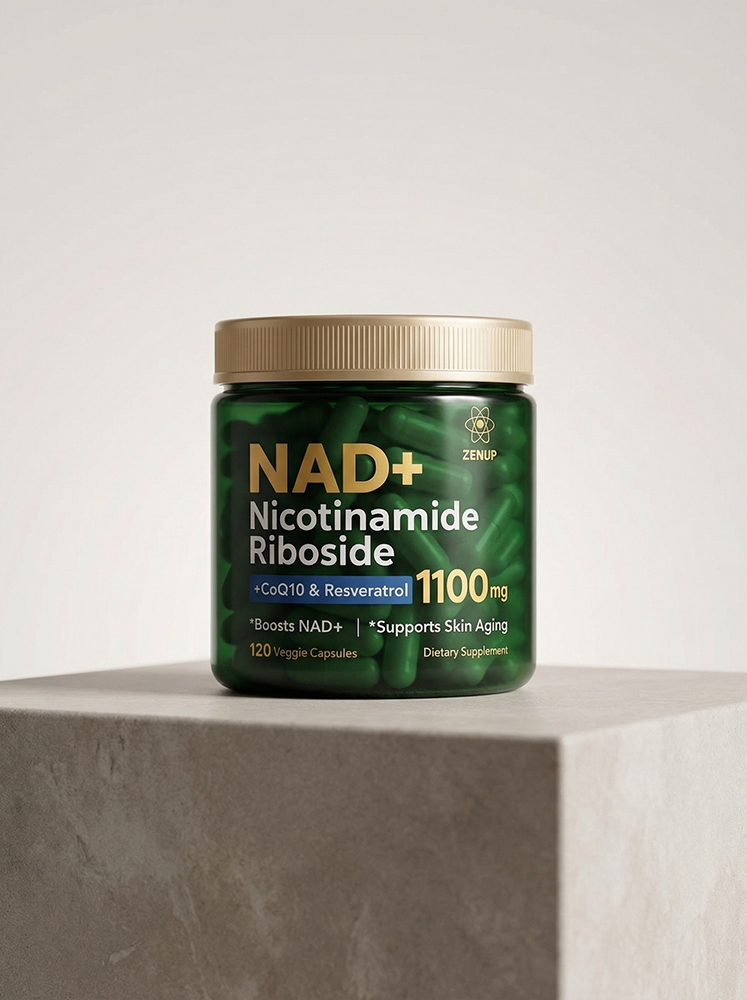 Nicotinamide Riboside supplement bottle presented in premium packaging