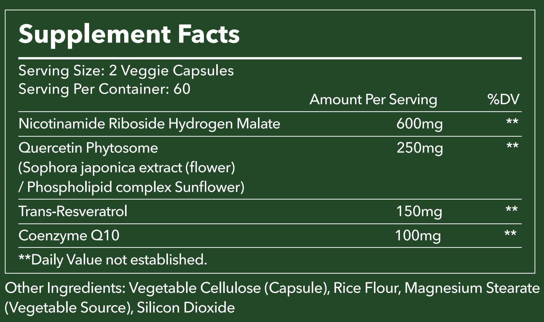 Nicotinamide Riboside supplement bottle with CoQ10 and Resveratrol thumbnail 2