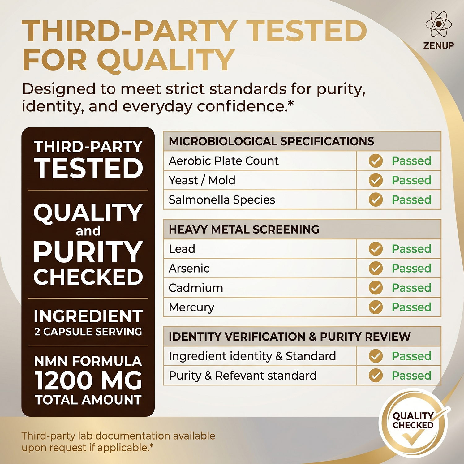 ZenUP NMN Supplement 120ct bottle in 120 veggie capsules format thumbnail 6