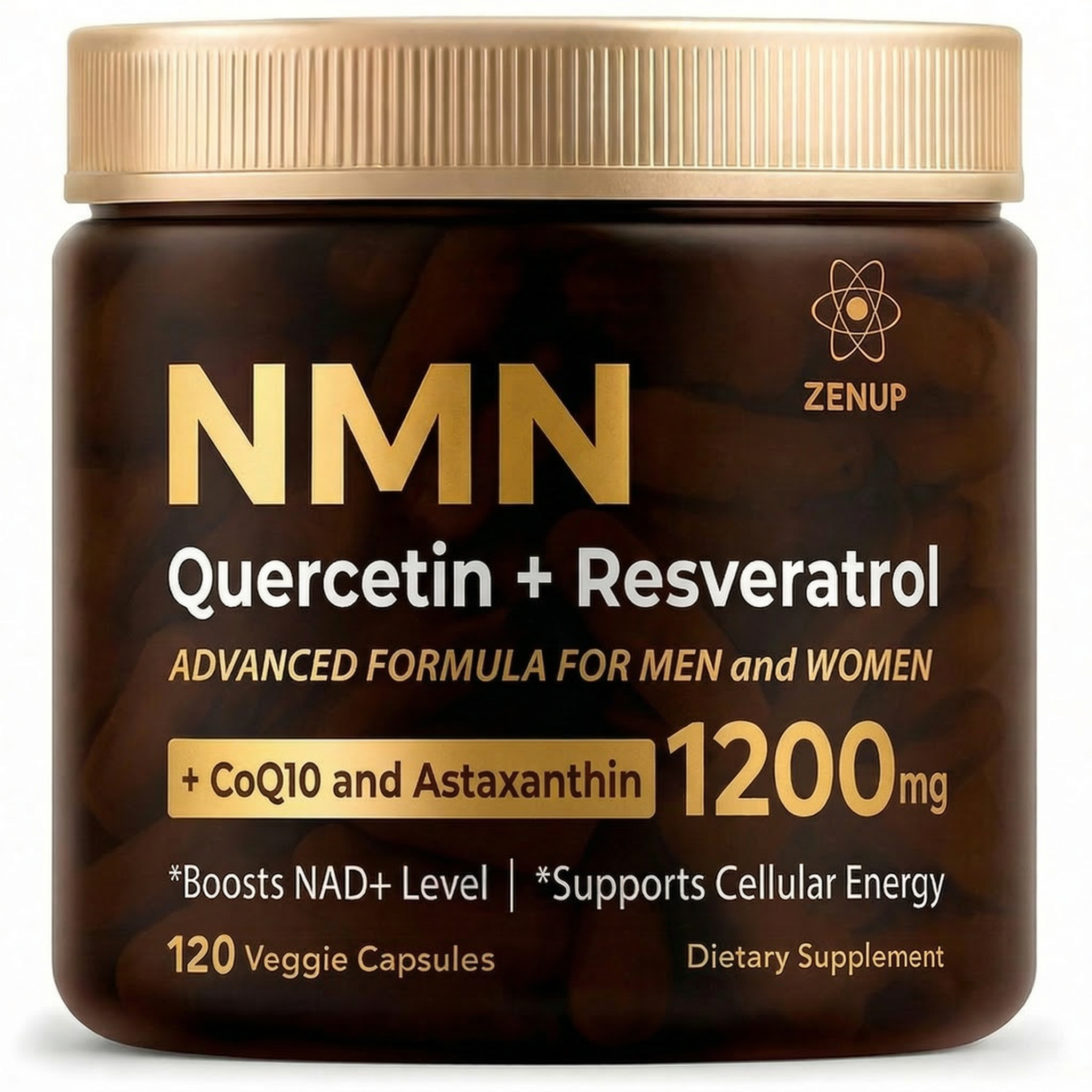 ZenUP NMN Supplement 120ct bottle in 120 veggie capsules format
