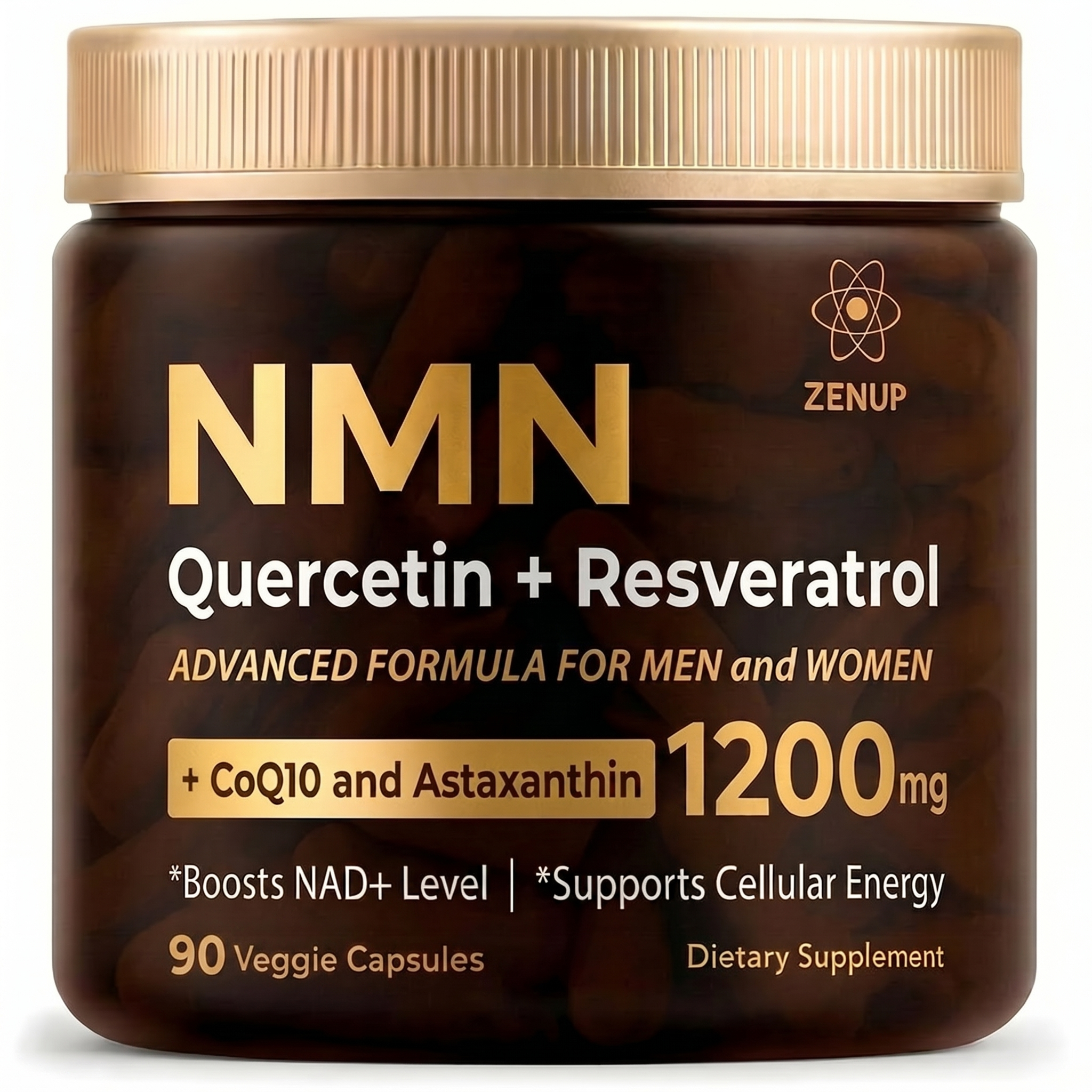ZenUP NMN Supplement 90ct bottle in 90 veggie capsules format